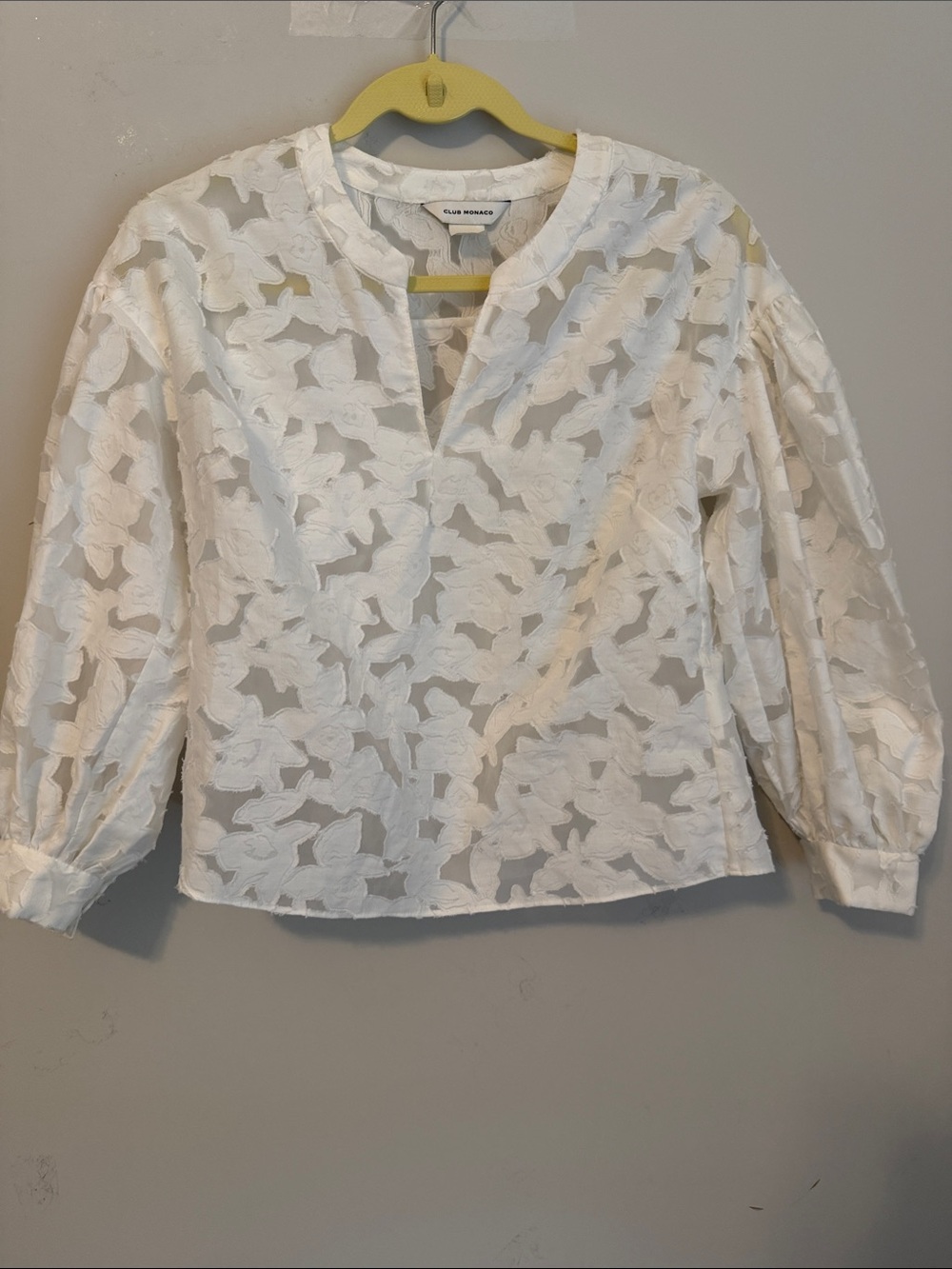 Club Monaco White Floral Lace Blouse